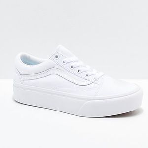 All white platform vans